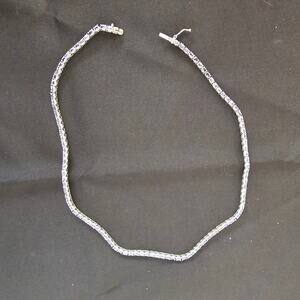 JTV 14.55ctw Oval Blue Tanzanite Sterling Silver Tennis Necklace 16-18"